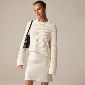 J Crew Heritage Cotton Fisherman Crewneck Sweater in Antique Cream XL